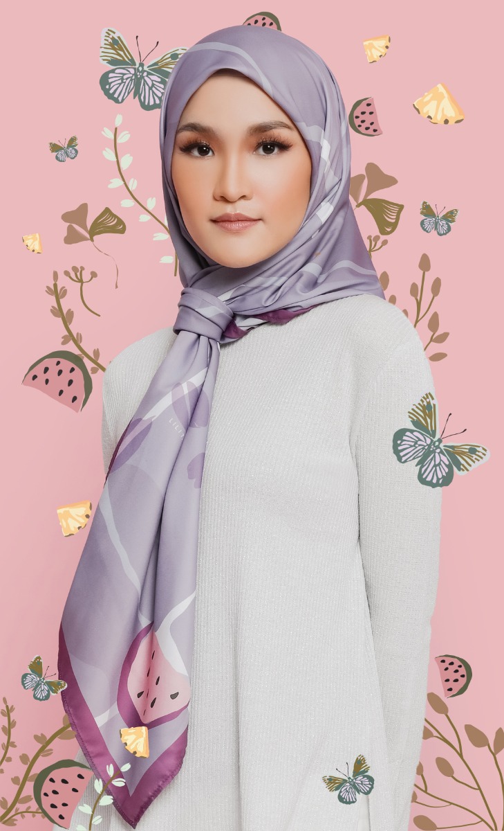 MANIS Matte Satin Square Hijab in Purple