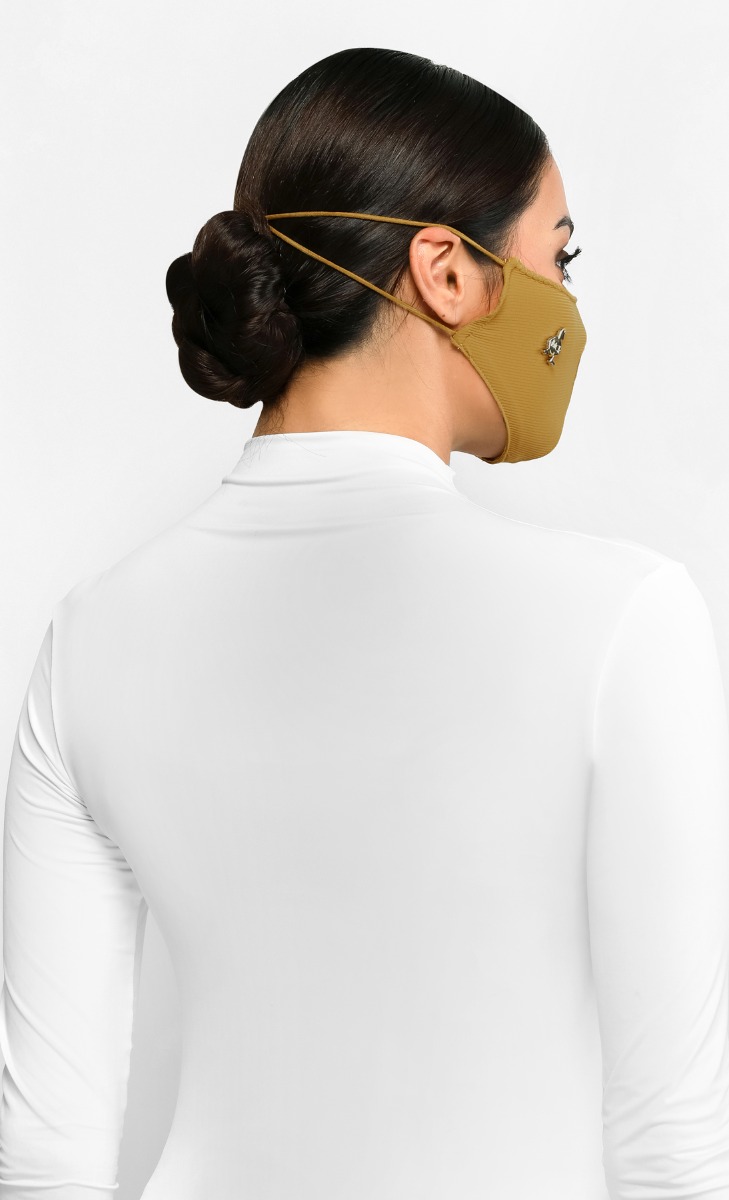 Textured Jersey Face Mask (Head-loop) with nanotechnology in Honey Kiwi image 2