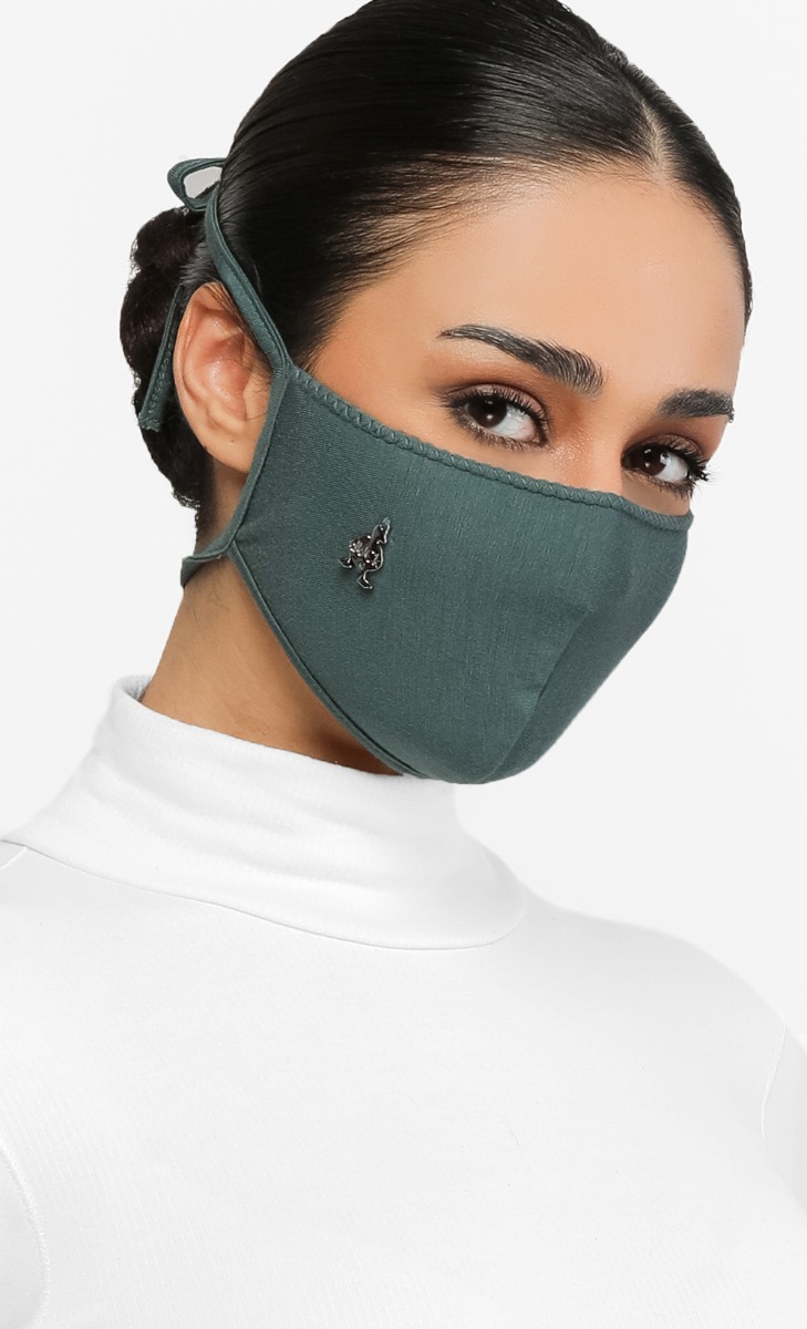 Jersey Face Mask (Tie-back) in Clover image 2
