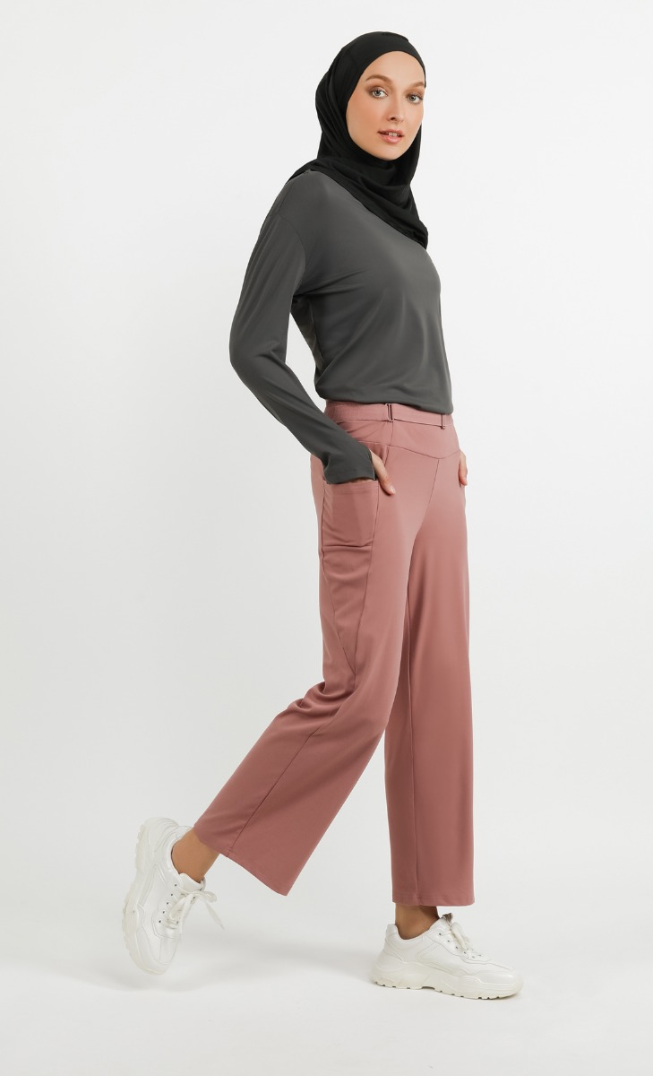 Adjustable Loose Fit Pants in Mauve image 2