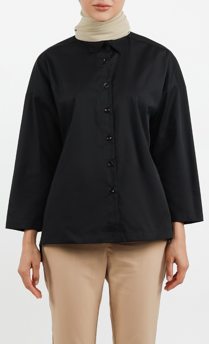 Cotton Shirt in Black image 2