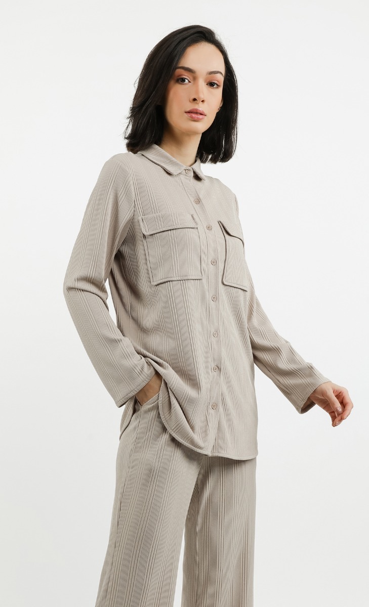 Textured Shirt in Frappe