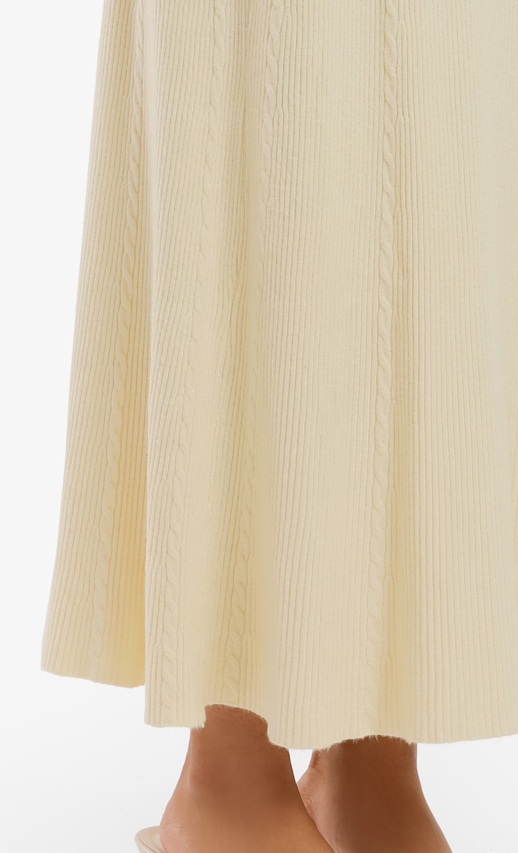 Cable Knit A-Line Skirt in Cream image 2