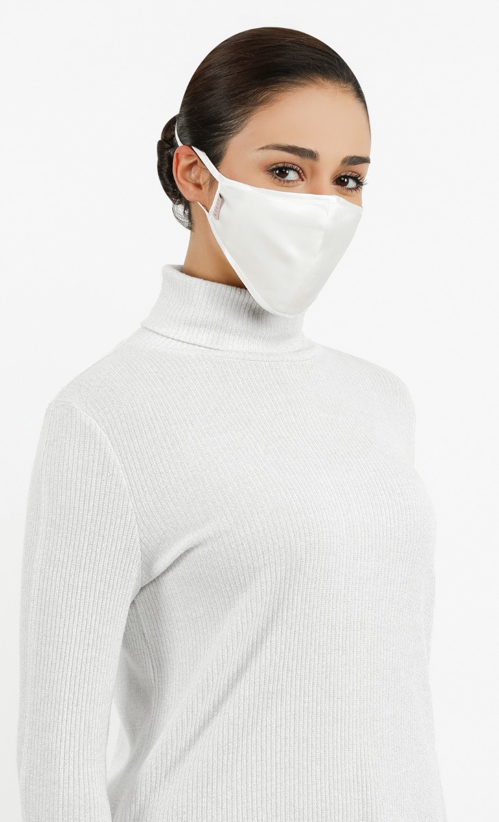Satin Silk Reusable Face Mask Set in White