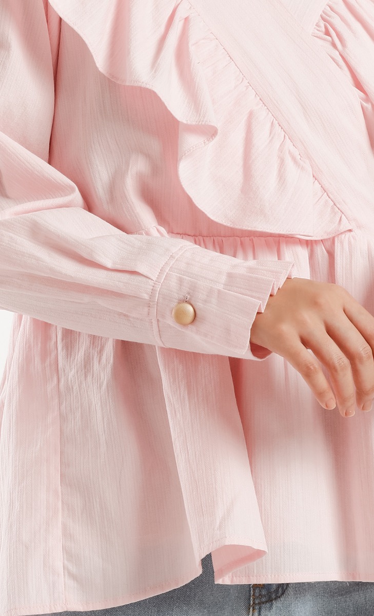 Ruffle Collared Shirt in Soft Pink image 2