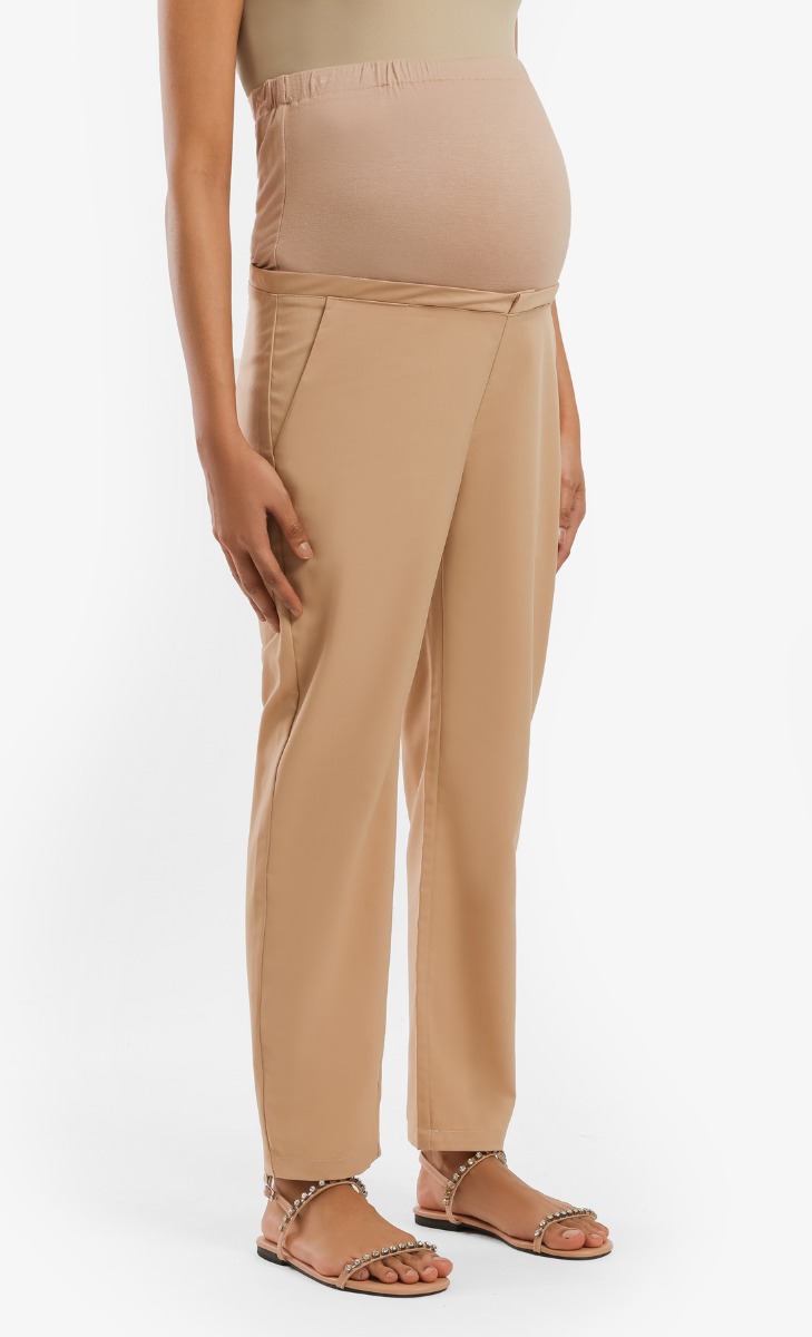 Ankle Pants With Stretchable Pouch (Maternity) in Sand image 2
