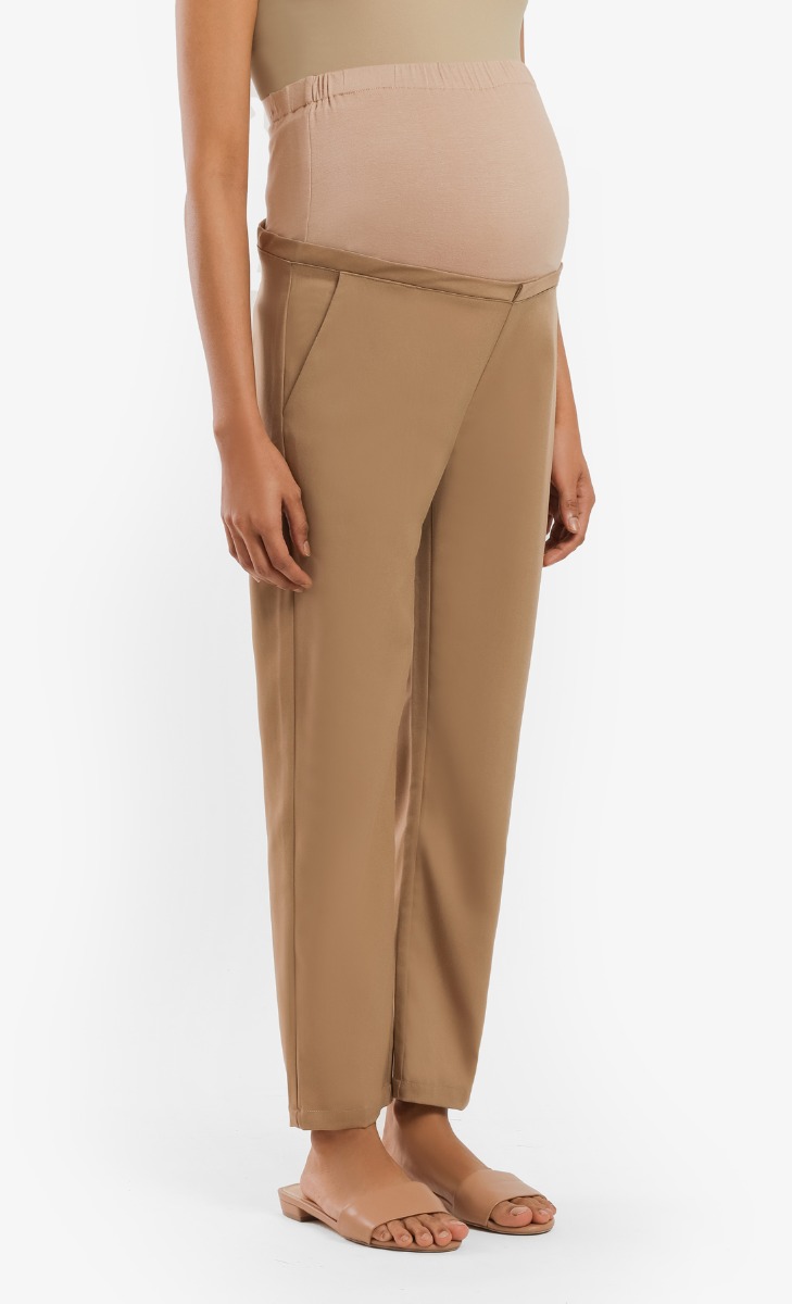 Ankle Pants With Stretchable Pouch (Maternity) in Khaki image 2