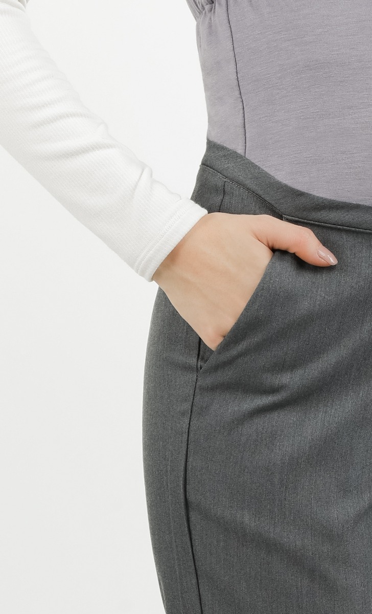Ankle Pants with Stretchable Pouch (Maternity) in Dark Grey image 2