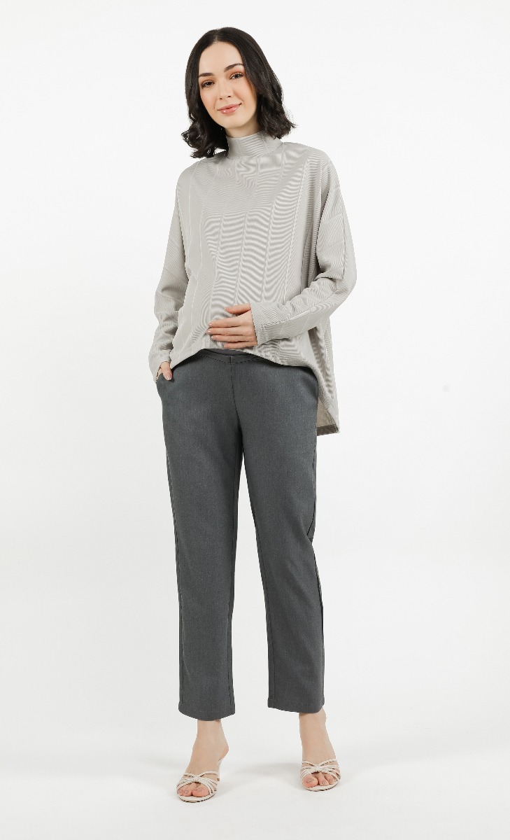 Ankle Pants with Stretchable Pouch (Maternity) in Dark Grey