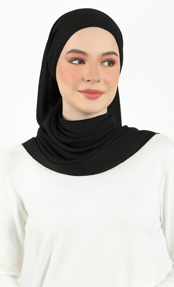Athens Textured Chiffon Hijab in Black