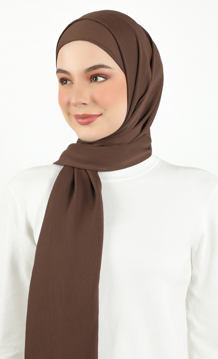 Athens Textured Chiffon Hijab In Chocolate