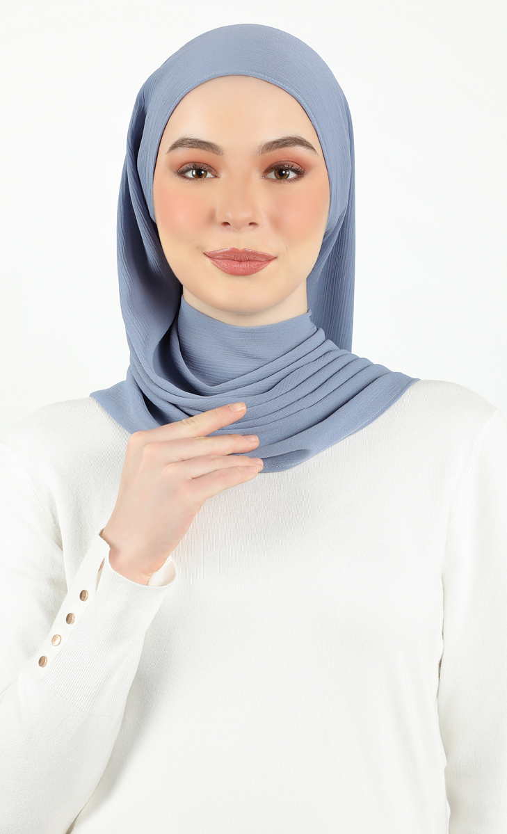 Athens Textured Chiffon Hijab in Dusty Blue