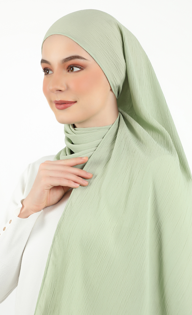 Athens Textured Chiffon Hijab In Dusty Sage