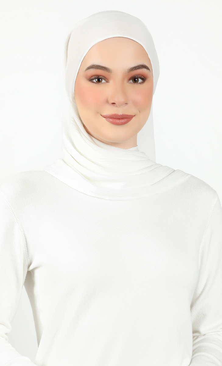 Athens Textured Chiffon Hijab in Off White