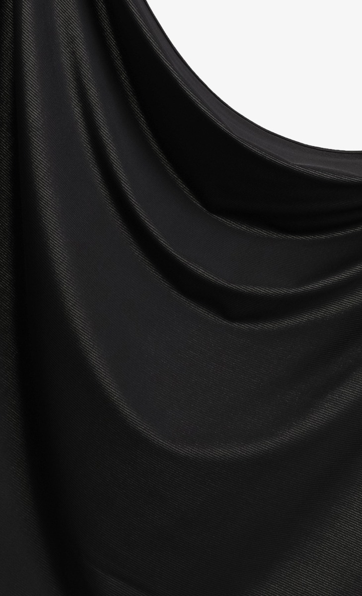 Qatar Ribbed Jersey Semi Instant Hijab In Black image 2