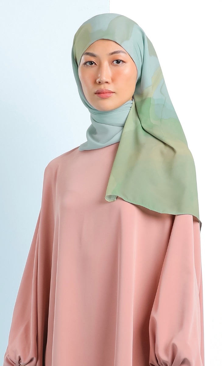 Printed Chiffon Hijab in Blue