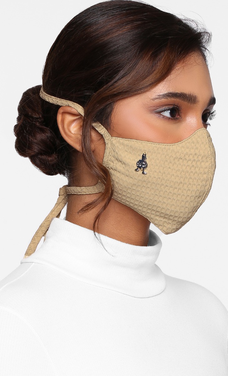 Textured Face Mask (Tie-back) in Butterscotch