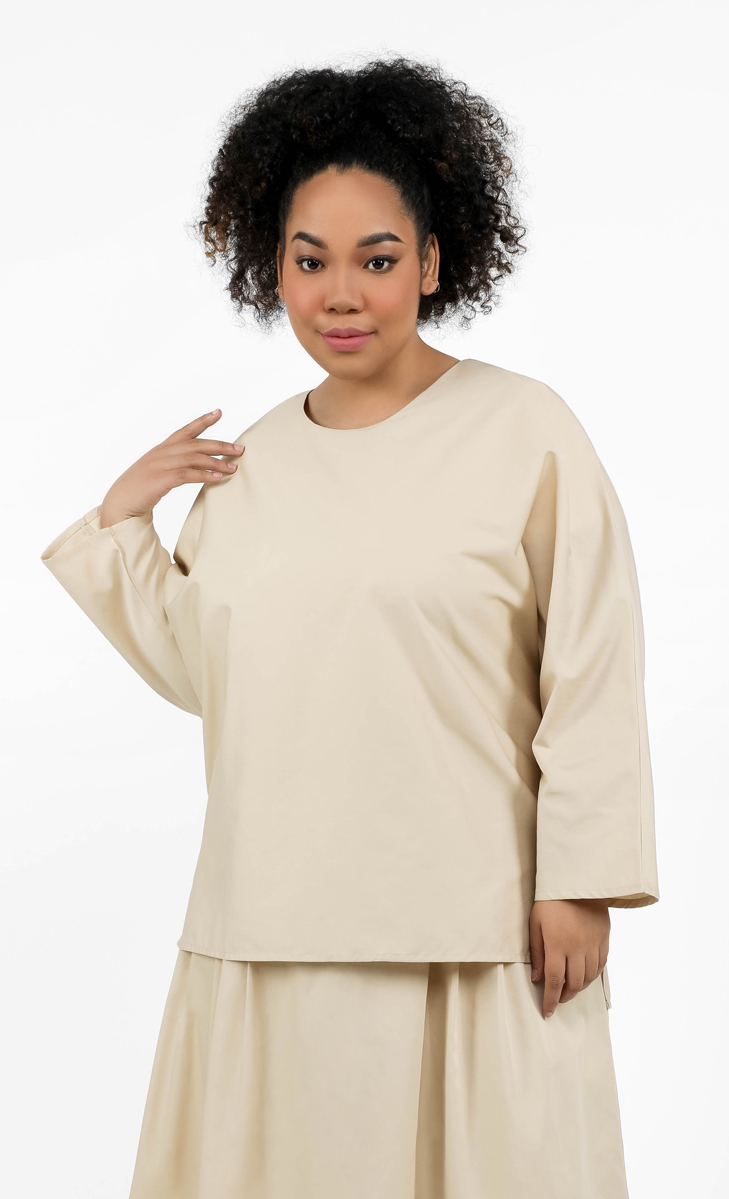 Cotton Dolman Sleeve Top in Nude