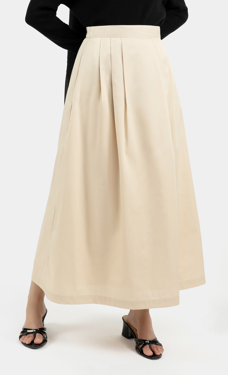 Cotton Flare Skirt in Nude