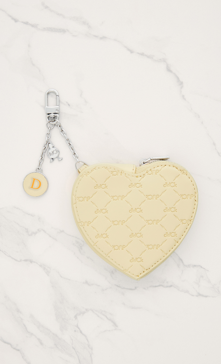 dUCk Monogram Heart-to-Bag Charm in Popcorn (Personalise It)