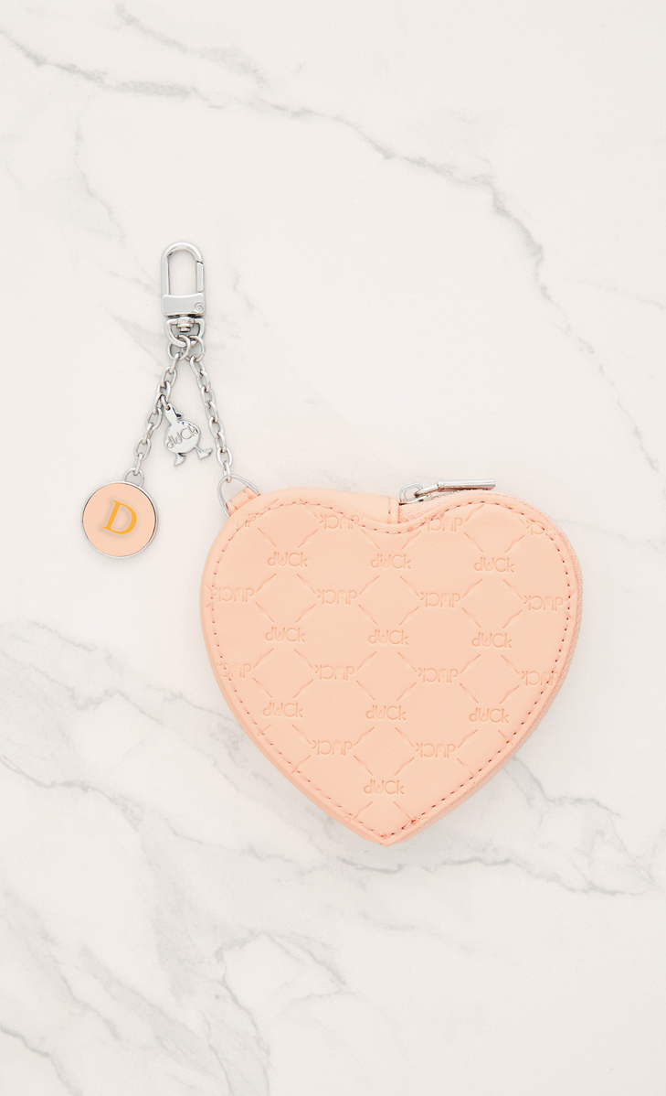 dUCk Monogram Heart-to-Bag Charm in Salmon (Personalise It)