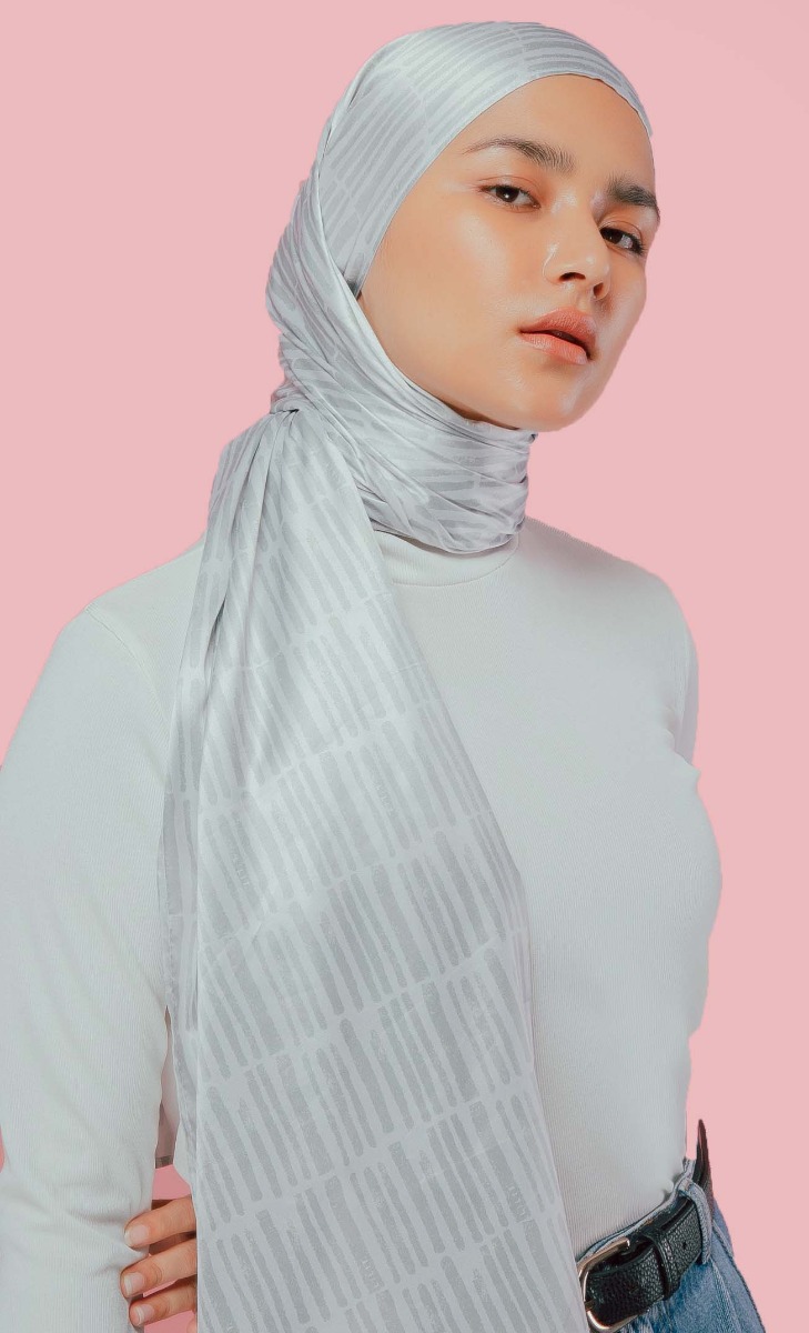Seashells Satin Hijab In Sage