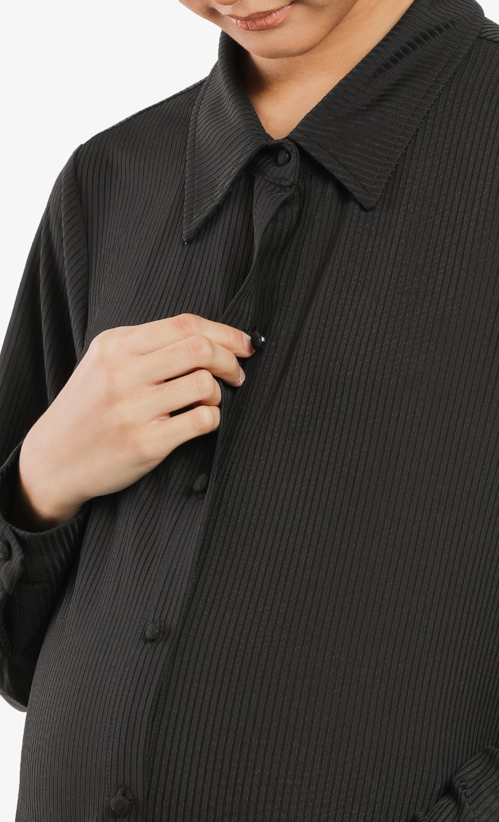 Long Ribbed Shirt (Maternity) in Black image 2