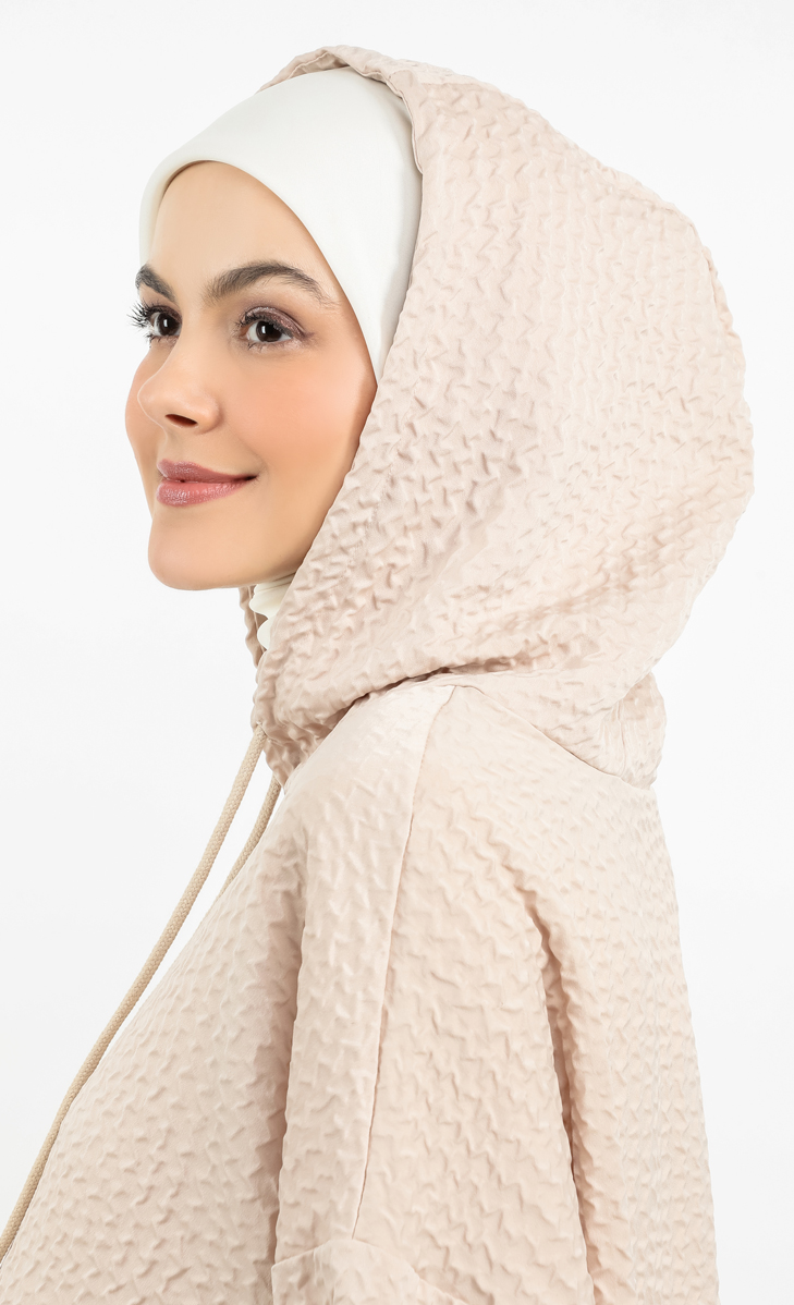 MAMA Hooded Jumper in Nude image 2
