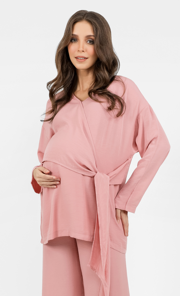 MAMA Wrap Top in Dusty Pink