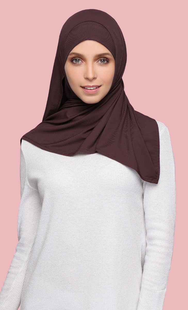 Qatar Ribbed Jersey Semi Instant Hijab In Maroon