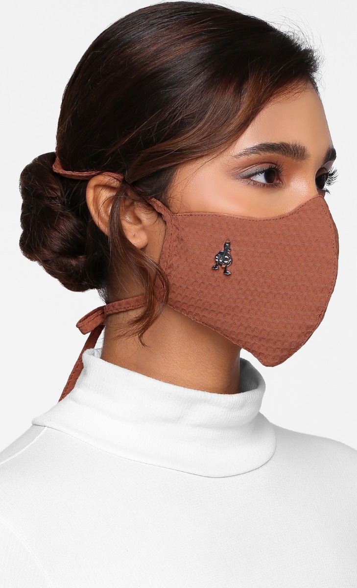 Textured Face Mask (Tie-back) in Sienna