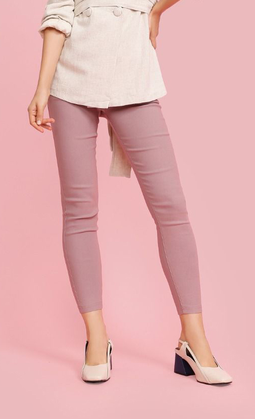 Stretch Jeggings In Mauve Pink